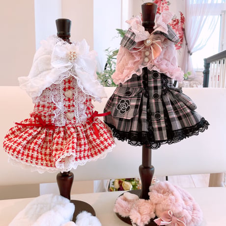 オプション❤パールキルトファー❤　ボレロ風ケープ&ベレー帽&リボン