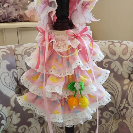 ピンクひよこのフリルワンピ＾＾