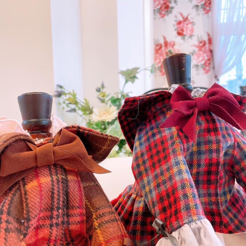 犬服　プルジャム　イングランドウールタータンチェック　コートワンピース 犬服 プルジャム イングランドウールタータンチェック コート