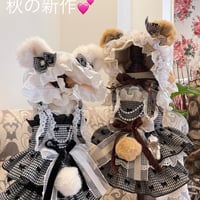 ファーお帽子つきリボン柄ワンピ＾＾