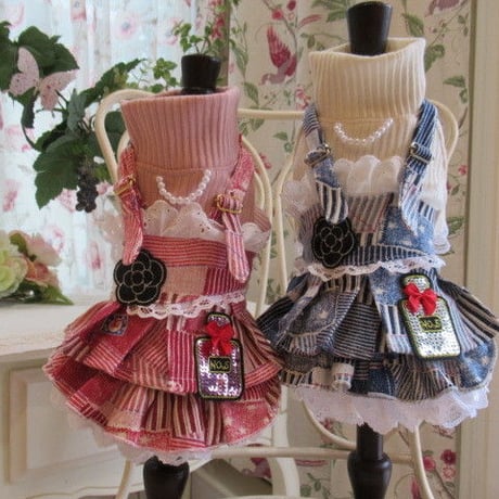 ヒッコリーパッチデニムニットのワンピ＾＾