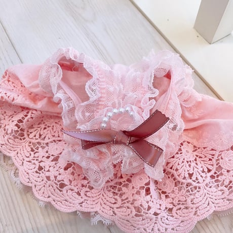 ピンク刺繍レースふんわりワンピ