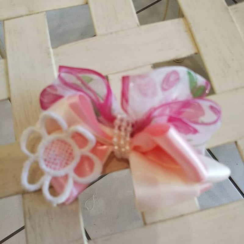 お揃いリボン【1088】 親子お揃いプレゼントにレッドチェックボルドーリボンママシュシュ