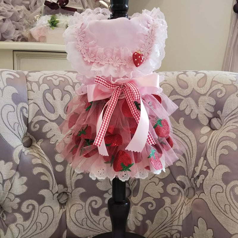 LIZLISA ストロベリー刺繍セーラーリブブラウス ピンク LIZLISA