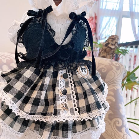 モノトーンブロックチェック秋ワンピ＾＾