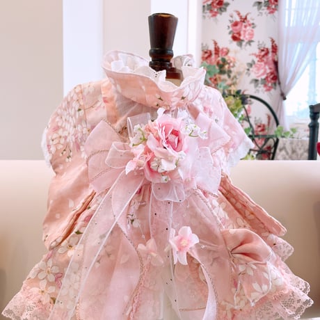 桜着物ワンピ