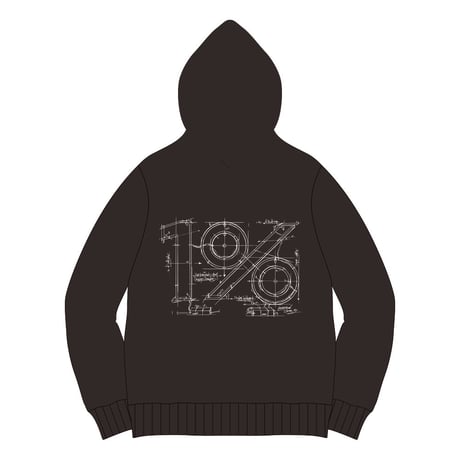 1% GRAPHIC PRINT HOODIE (ブラック) ※ステッカー2枚付き