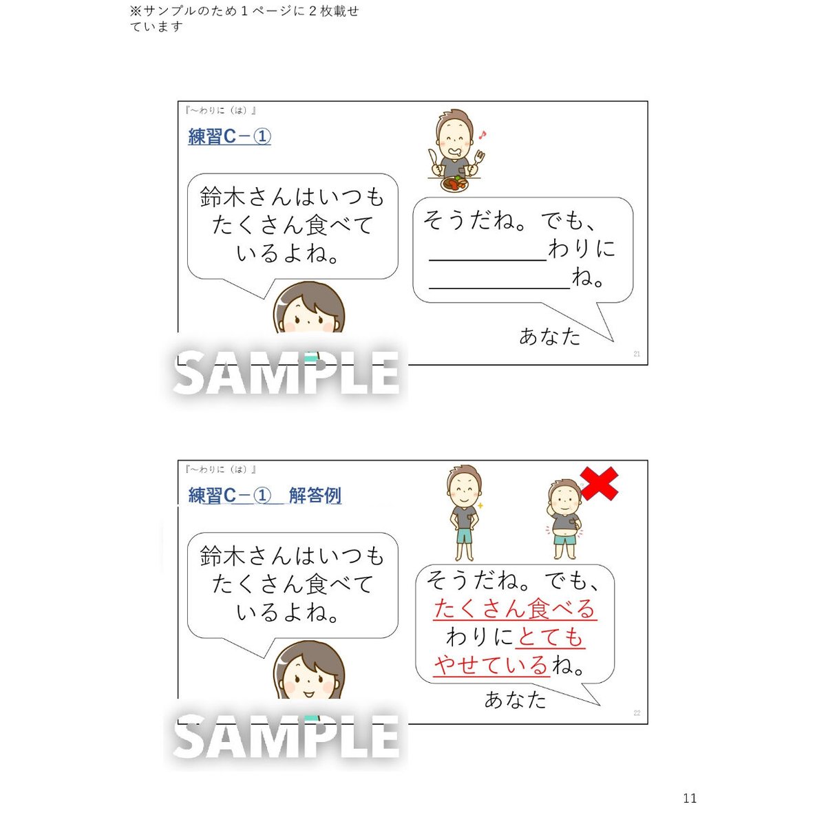 N2N3文法「~わりに(は)」 解説と練習のためのPDFファイル | ヒマの日本語教師応援ブロ...