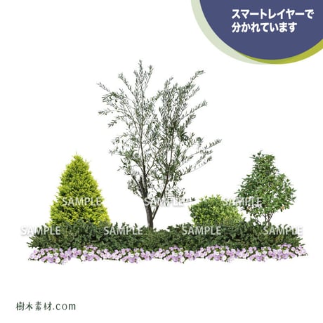 ガーデン植栽パースセット  GP004_01