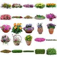 無料 - 花・低木・観葉植物素材セット　49個　free_flower