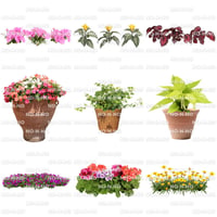 花の切り抜き素材　9個セット　寄せ植え　F_004