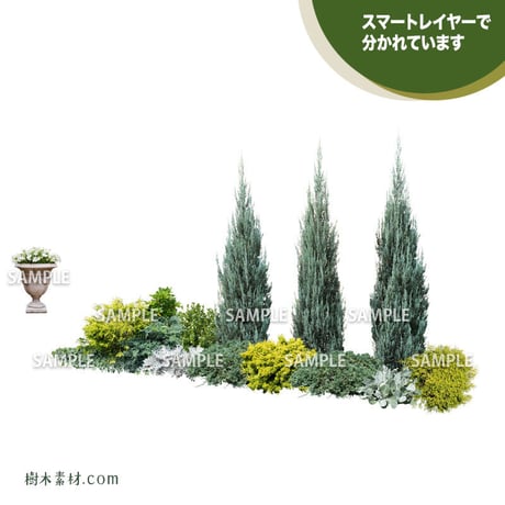 ガーデン植栽パースセット　GP_001_01