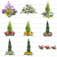 花の切り抜き素材　9個セット　寄せ植え　F_003