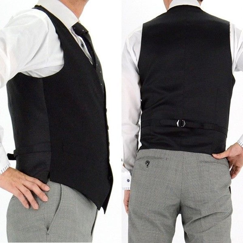 20-1IFA31】ジレ ベスト 黒 シャドーストライプ オッドベスト