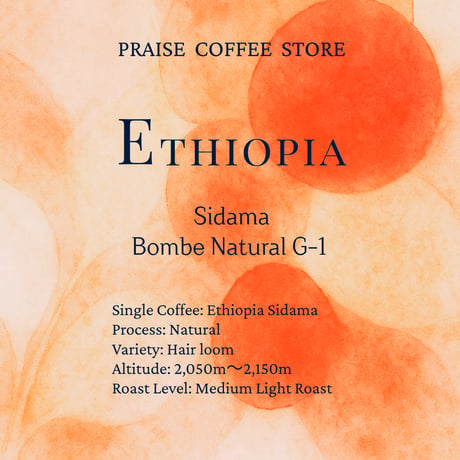 【Single Coffee】【単一産地のコーヒー】 Ethiopia Sidama Bombe Natural 　100g/1,200円(税込価格)