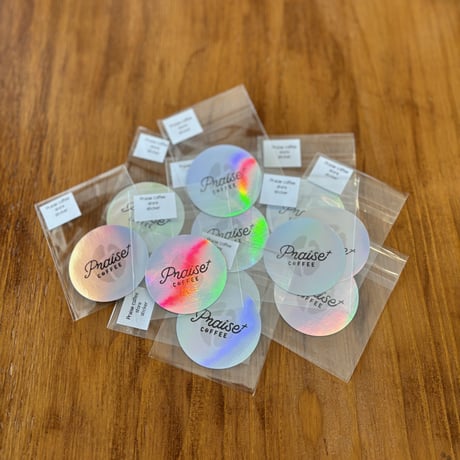 【praise coffee logo sticker】【プレイズコーヒーロゴステッカー】ホログラムバージョン  60mmサイズ 　1枚/350円（税込価格）