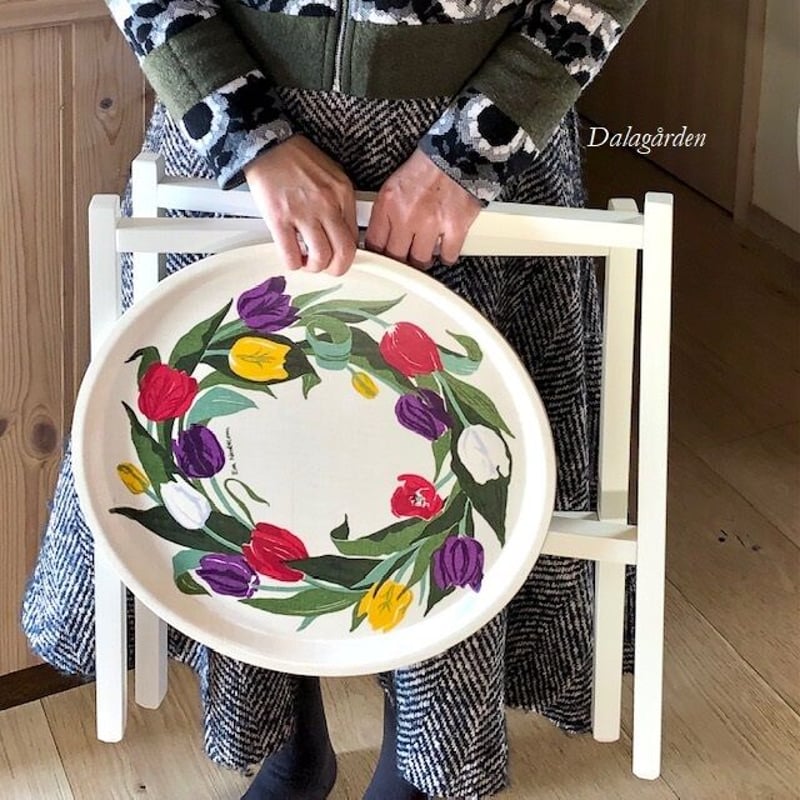 BT-05 トレイテーブル 白樺ホワイト 38cm円形トレイや丸盆用に