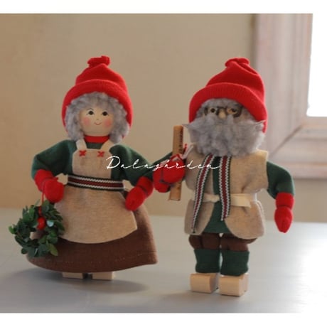 vintage X'mas ornament ❀ ふたりのトムテの ソリ - mbear.com.br