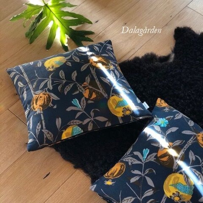 JK-10 ヨブス クッションカバー45 ザクロ 濃紺×グレイ