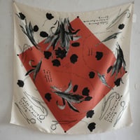 printed scarf〈black tulip renga〉