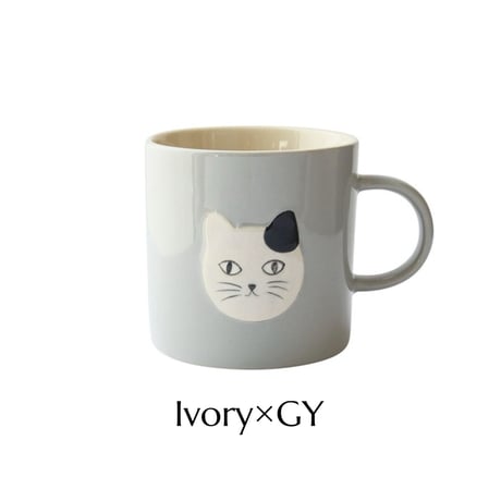 エンボスキャットフェイスマグ【松尾ミユキ】Embossed cat face mug