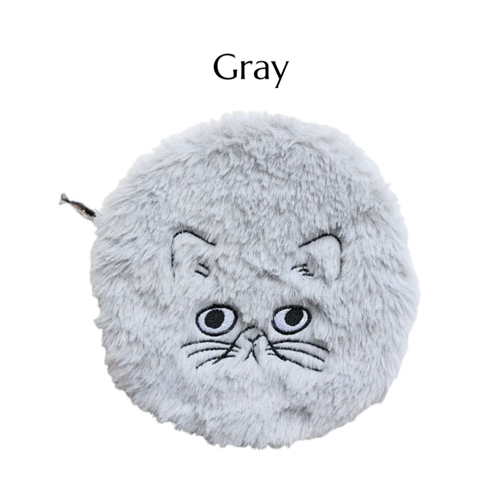 ふわふわ丸形猫ポーチ【【松尾ミユキ】Fluffy Circular Pouch