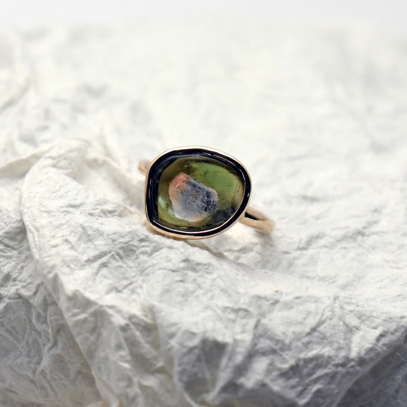 バイカラー ウォーターメロントルマリン リング K10 watermelon tourmaline ring ウォーターメロントルマリン リング