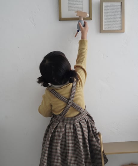 Suspender check wool dress(brown)