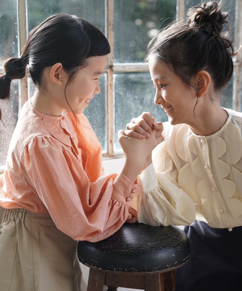 petal-applique ruffle shirt(orange) | mes kids