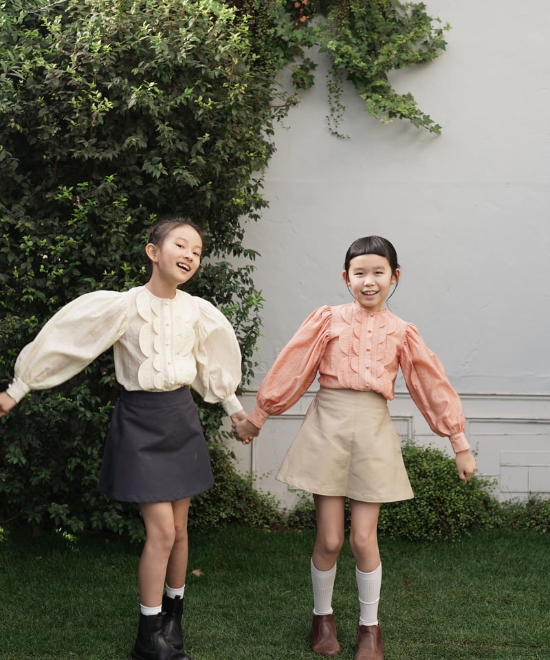 petal-applique ruffle shirt(orange) | mes kids