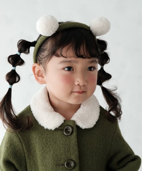 Christmas limited edition green coat and pompom headband