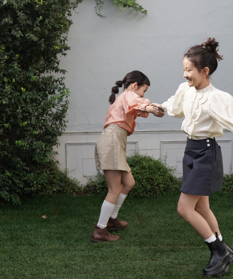 petal-applique ruffle shirt(orange) | mes kids