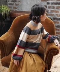 Striped sweater(brown grey)