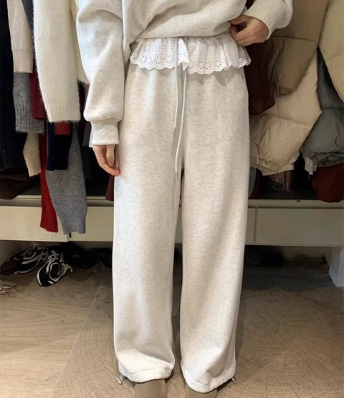 レース付きスウェットパンツ | Minayo Select