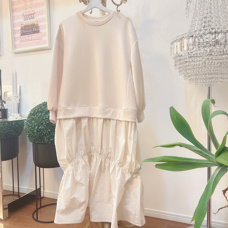 異素材ドッキングギャザーワンピース | Minayo Select