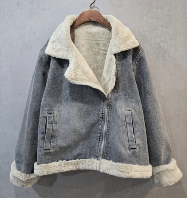 ふんわりファーライダース風デニムジャケット | Minayo Select