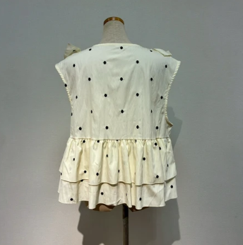 2018AW☆新品未使用☆シャンタンドットフリルベスト ドットフリルペプラムベスト | Minayo Select