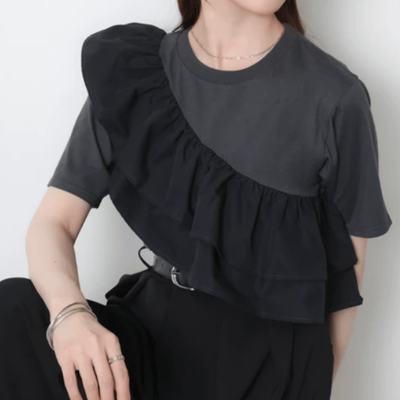 汗染み防止加工】フリル半袖Tシャツ | Minayo Select