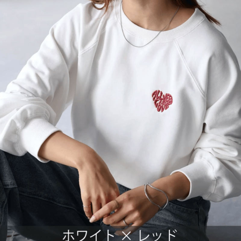 ハートロゴラメ刺繍ラグランスウェット | Minayo Select