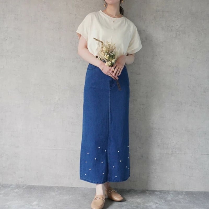 パール付きデニムスカート | Minayo Select