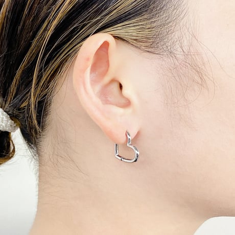ハートフープワンタッチステンレスピアス