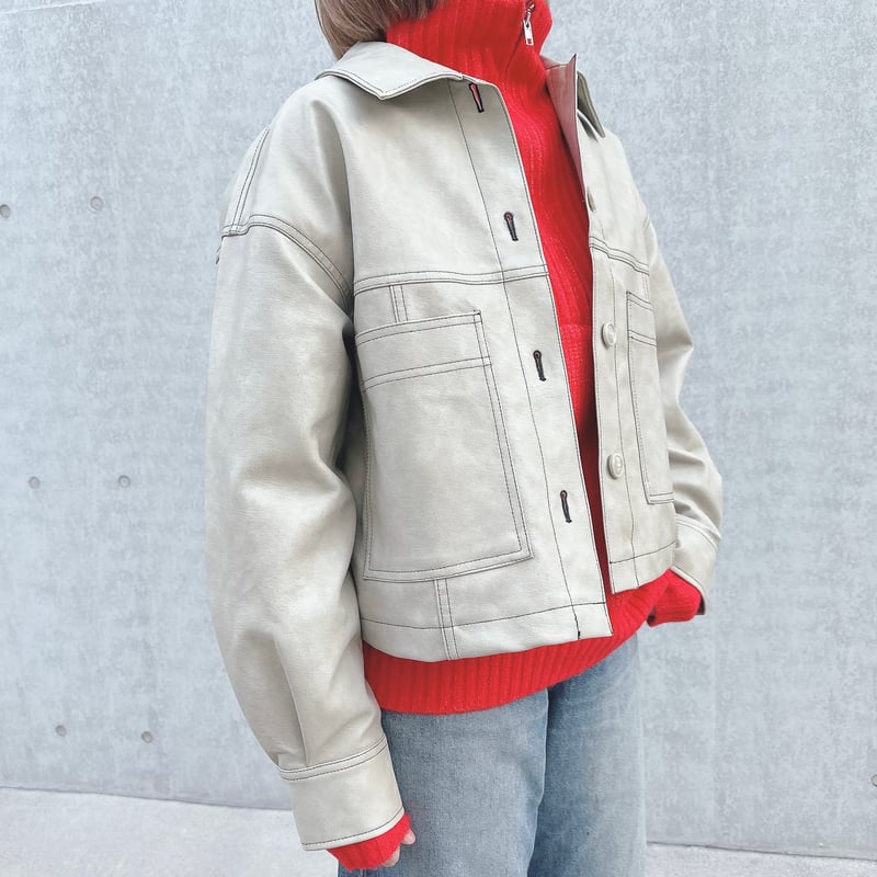 レディース sheller 配色ステッチジャケット