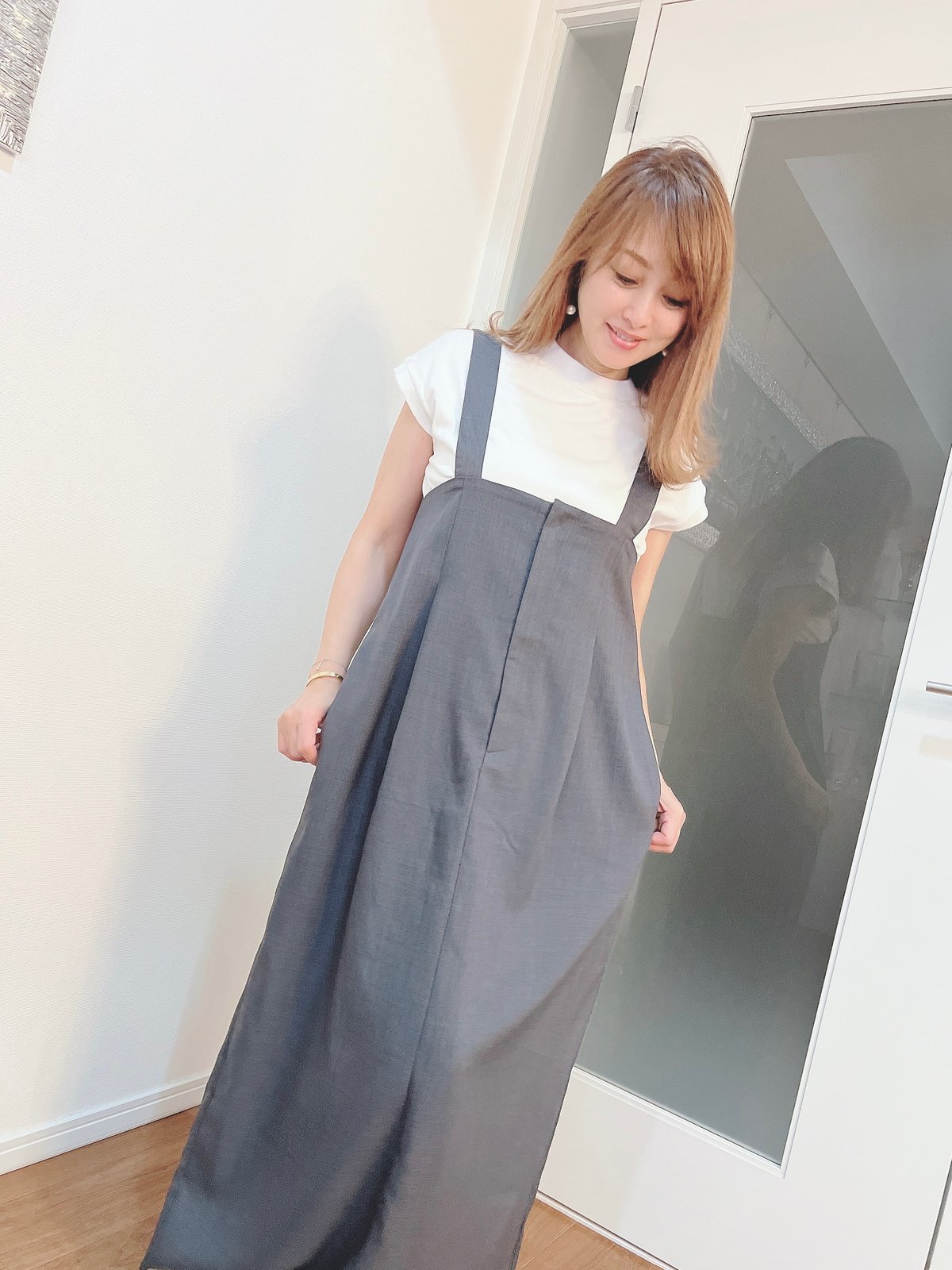 ■渡辺美奈代セレクトショップ■ハイウエストロングジャンパースカート■ ハイウエストロングジャンパースカート | Minayo Select