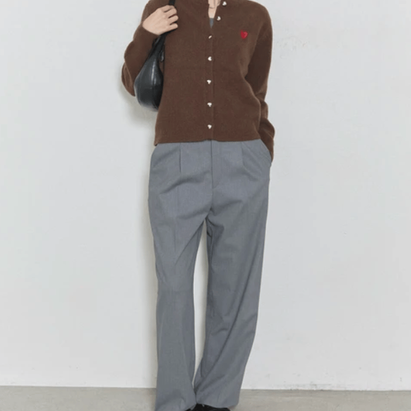 ハート刺繍＆ボタンカーディガン | Minayo Select