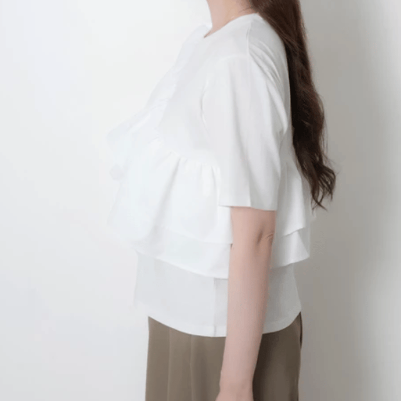 汗染み防止加工】フリル半袖Tシャツ | Minayo Select 汗染み防止加工】フリル半袖Tシャツ | Minayo Select