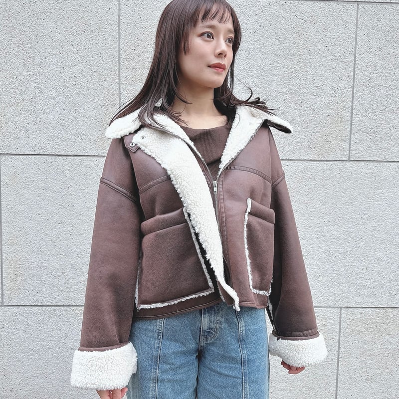 フェイクスエード×ボアボンディングムートンブルゾン | Minayo Select