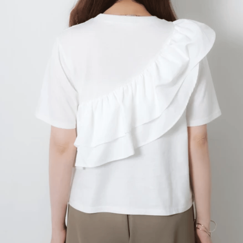 汗染み防止加工】フリル半袖Tシャツ | Minayo Select