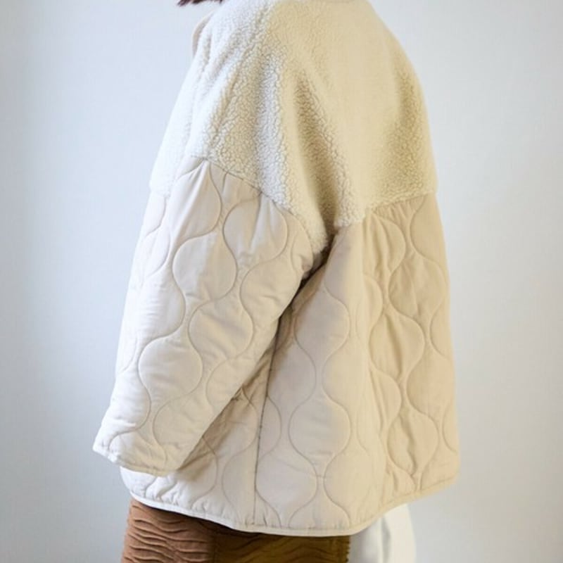 ボア×キルティング中綿ノーカラーブルゾン | Minayo Select