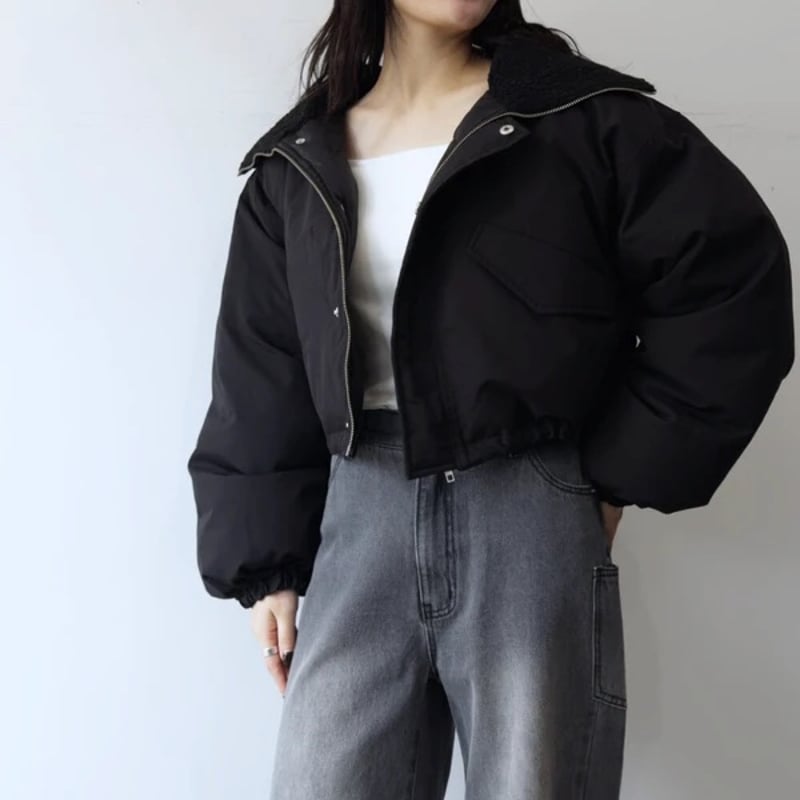 ジャケット・アウター Mina. ファイバーダウン衿ボアショート丈ブルゾン | Minayo Select