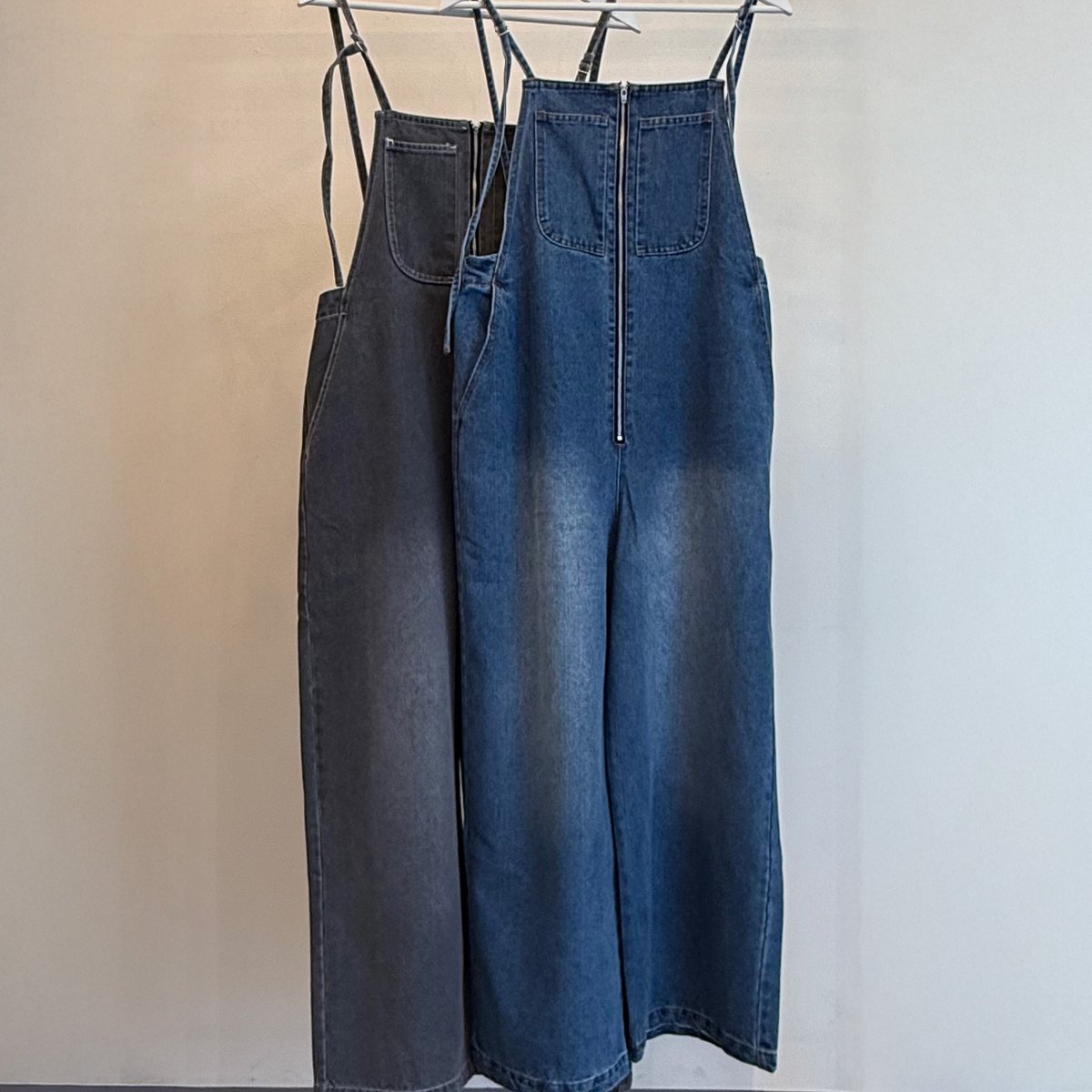 フロントジップ デニム サロペット フロントジップストラップデザインデニムサロペット | Minayo Select